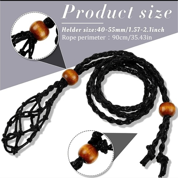 Black woven adjustable crystal cage necklace - Picture 2 of 2